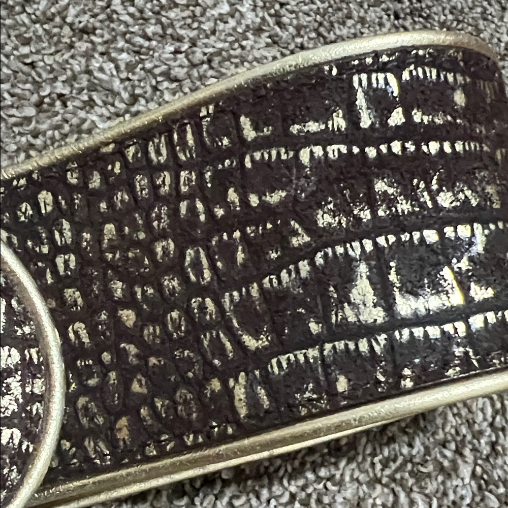 Saks Fifth Avenue Gold and Brown Textured Belt - Picture 4 of 6